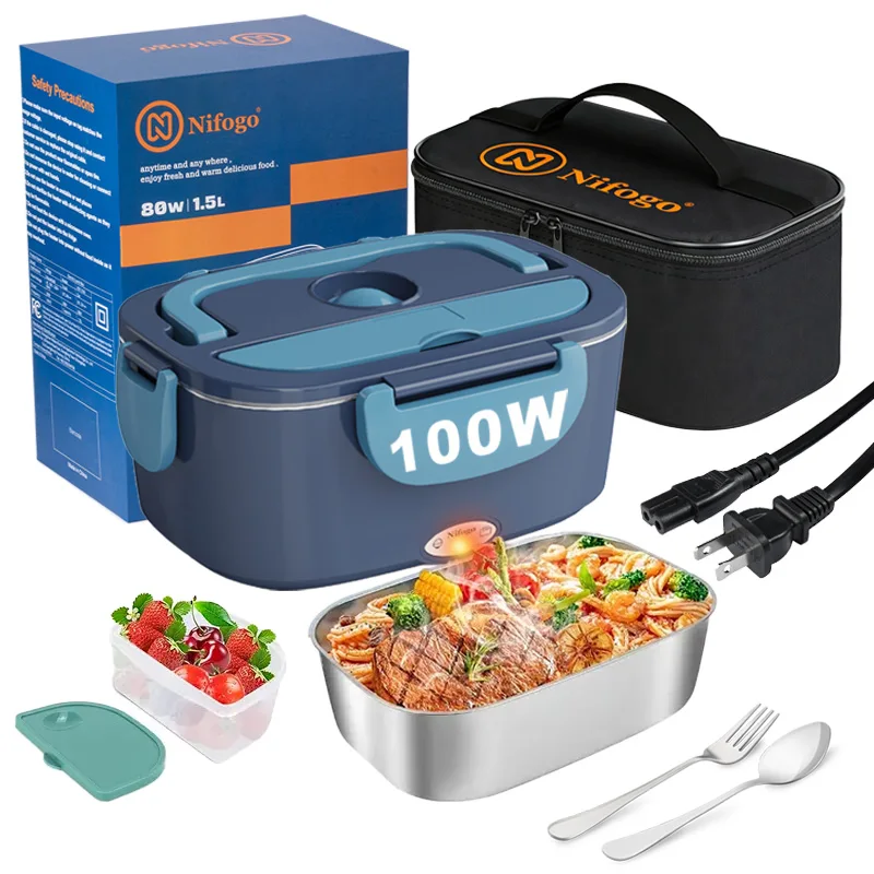 Food Storage Bag Organizer - 100W Electric Heating Lunch Box 1.5L,