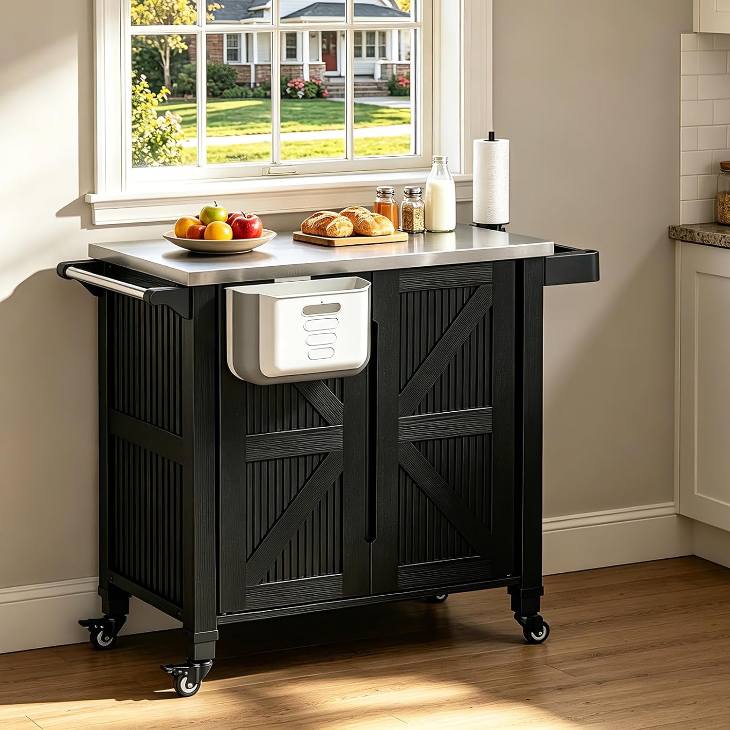 Food Storage On Wheels - Outdoor Grill Cart With Storage Cabinet
