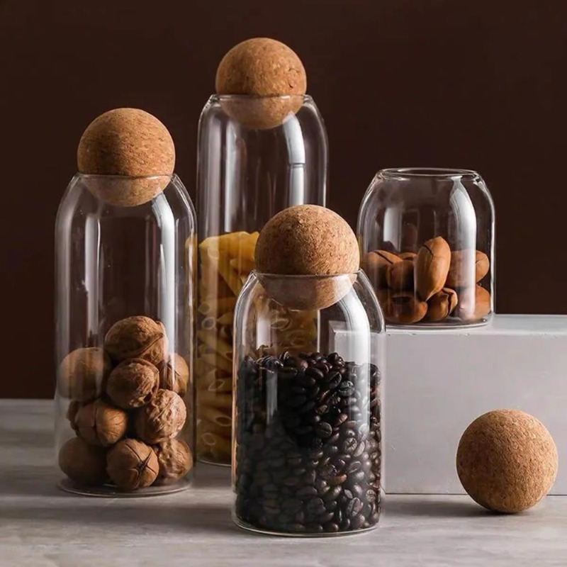 Food Storage Jar Set - Glass Storage Jars with Ball Cork