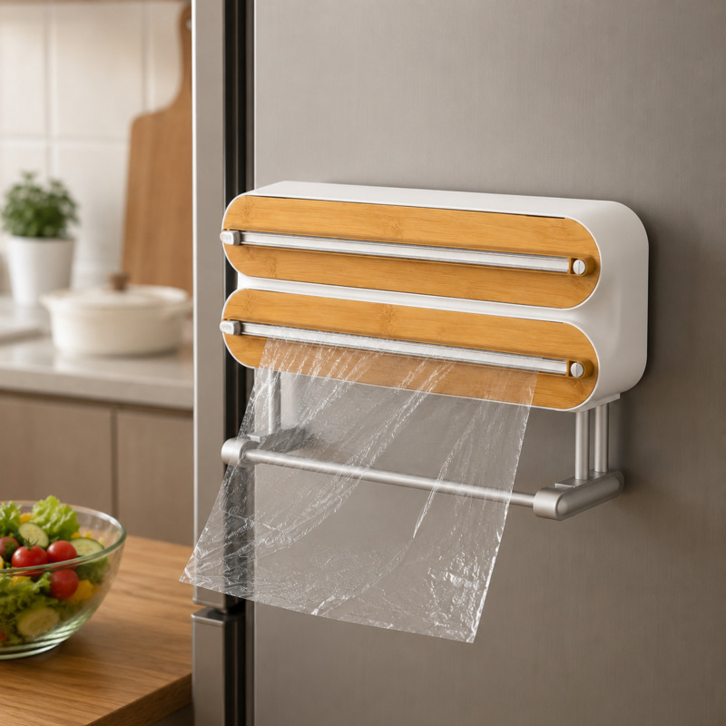 Food Storage Dispenser - Magnetic Food Wrap Cutter Dispenser Cling
