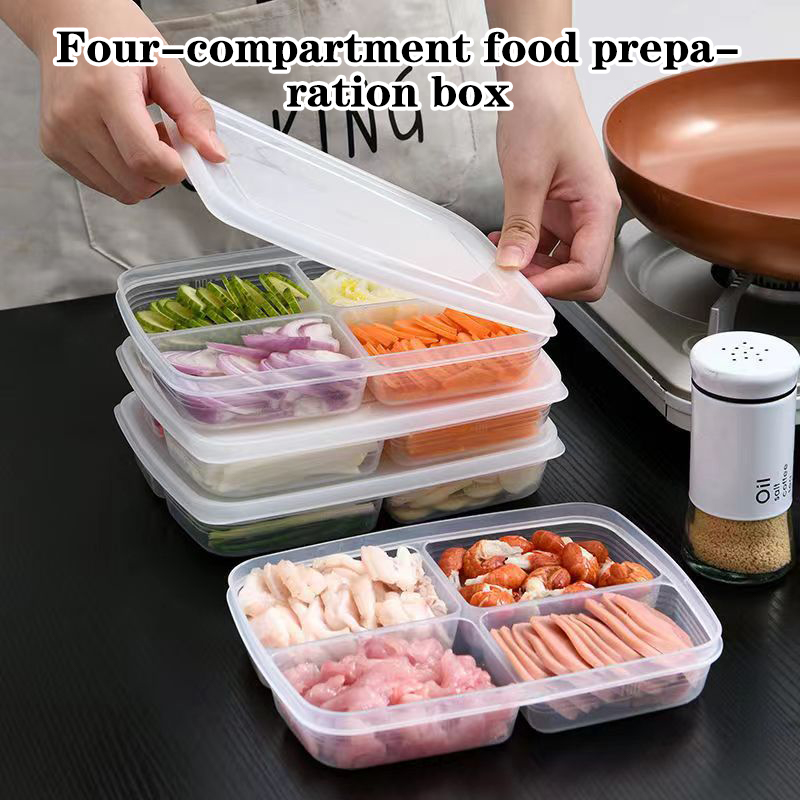 Food Storage Vault - New【4 Grids Plastic Storage Box Portable