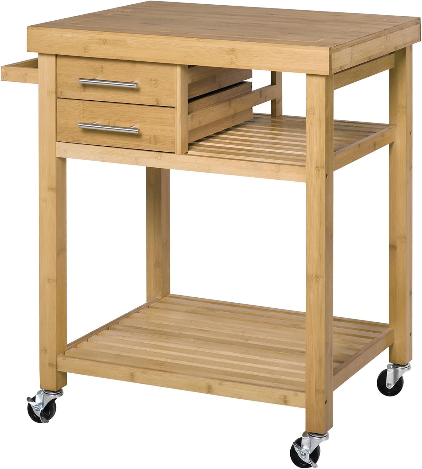Food Storage On Wheels - Bamboo Kitchen Island Cart On Wheels