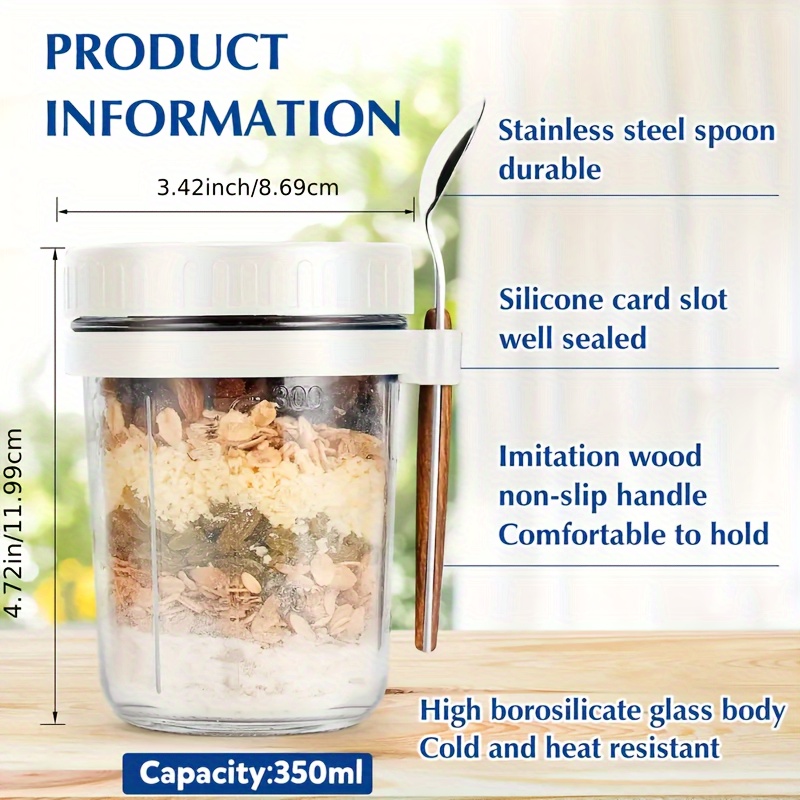1pc/2pcs Glass Oatmeal Cup, Ov - đánh giá và giá Food Storage Jar Set