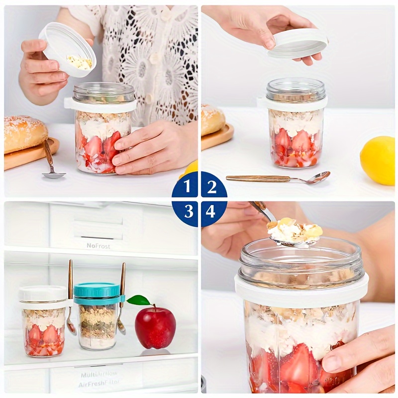 1pc/2pcs Glass Oatmeal Cup, Ov - đánh giá và giá Food Storage Jar Set