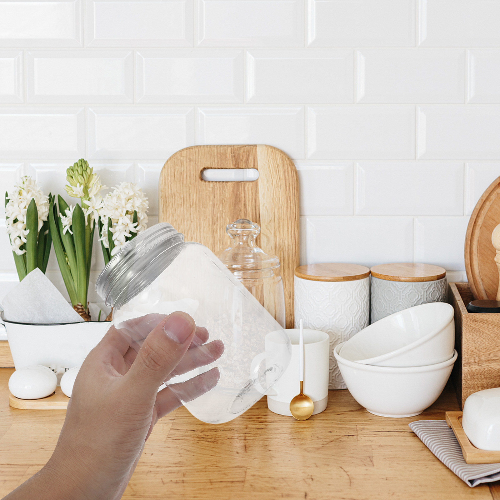 4Pcs Clear Plastic Jars with A - đánh giá và giá Food Storage Jars & Containers