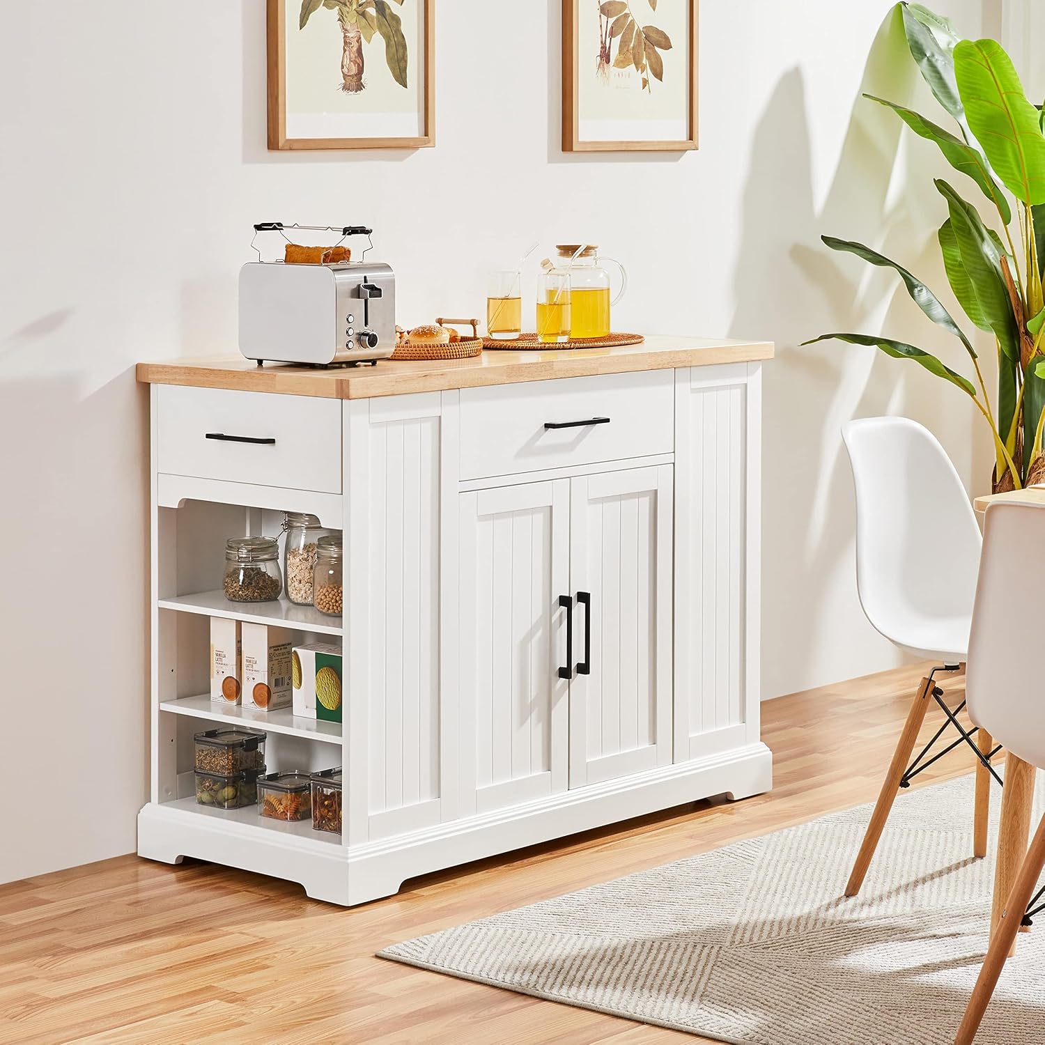 White Rolling Kitchen Island C - đánh giá và giá Food Storage On Wheels