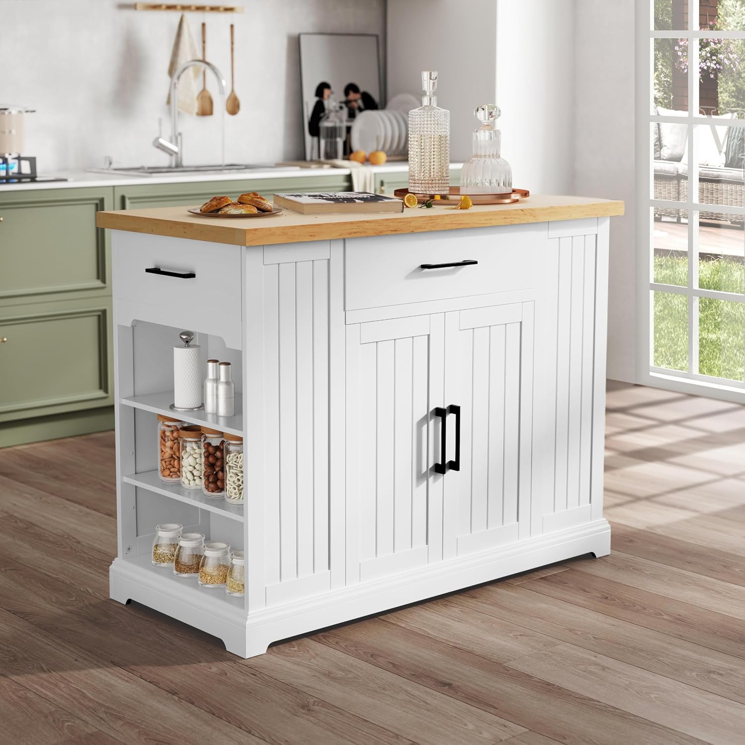White Rolling Kitchen Island C - đánh giá và giá Food Storage On Wheels