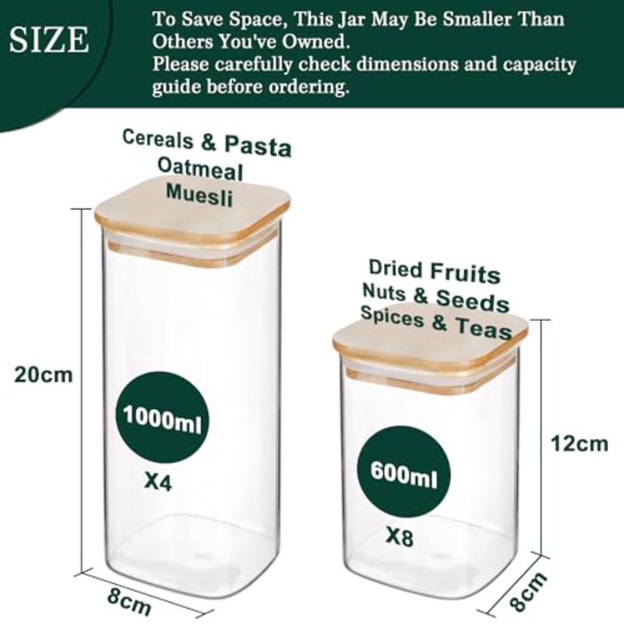 12-Pack Square Glass Storage J - đánh giá và giá Food Storage Jars & Containers