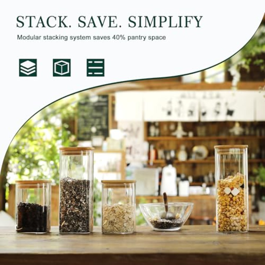 12-Pack Square Glass Storage J - đánh giá và giá Food Storage Jars & Containers