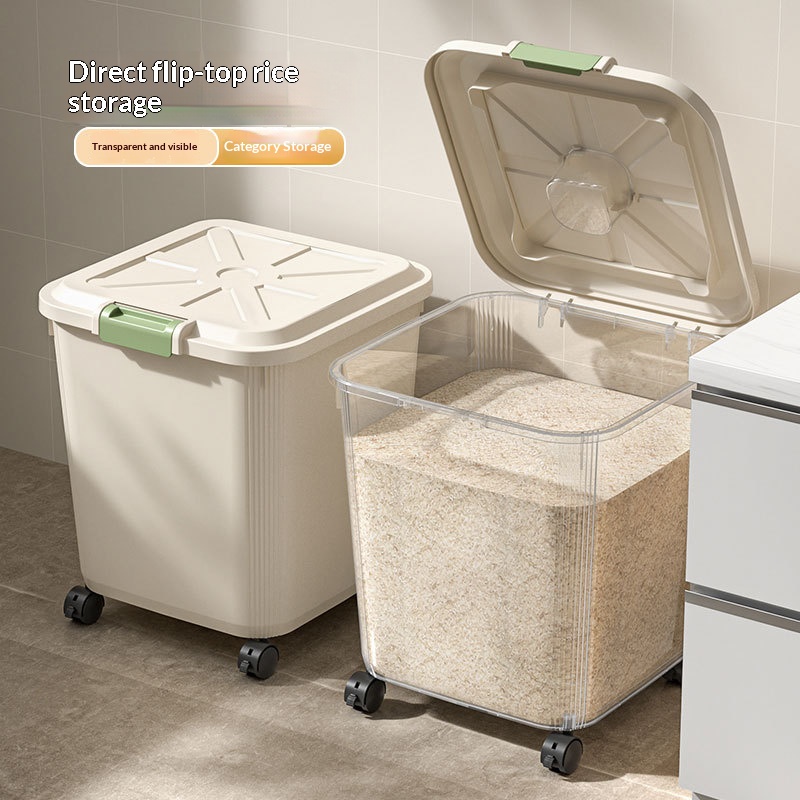 1pc Food-Grade Transparent Ric - đánh giá và giá Food Storage On Wheels