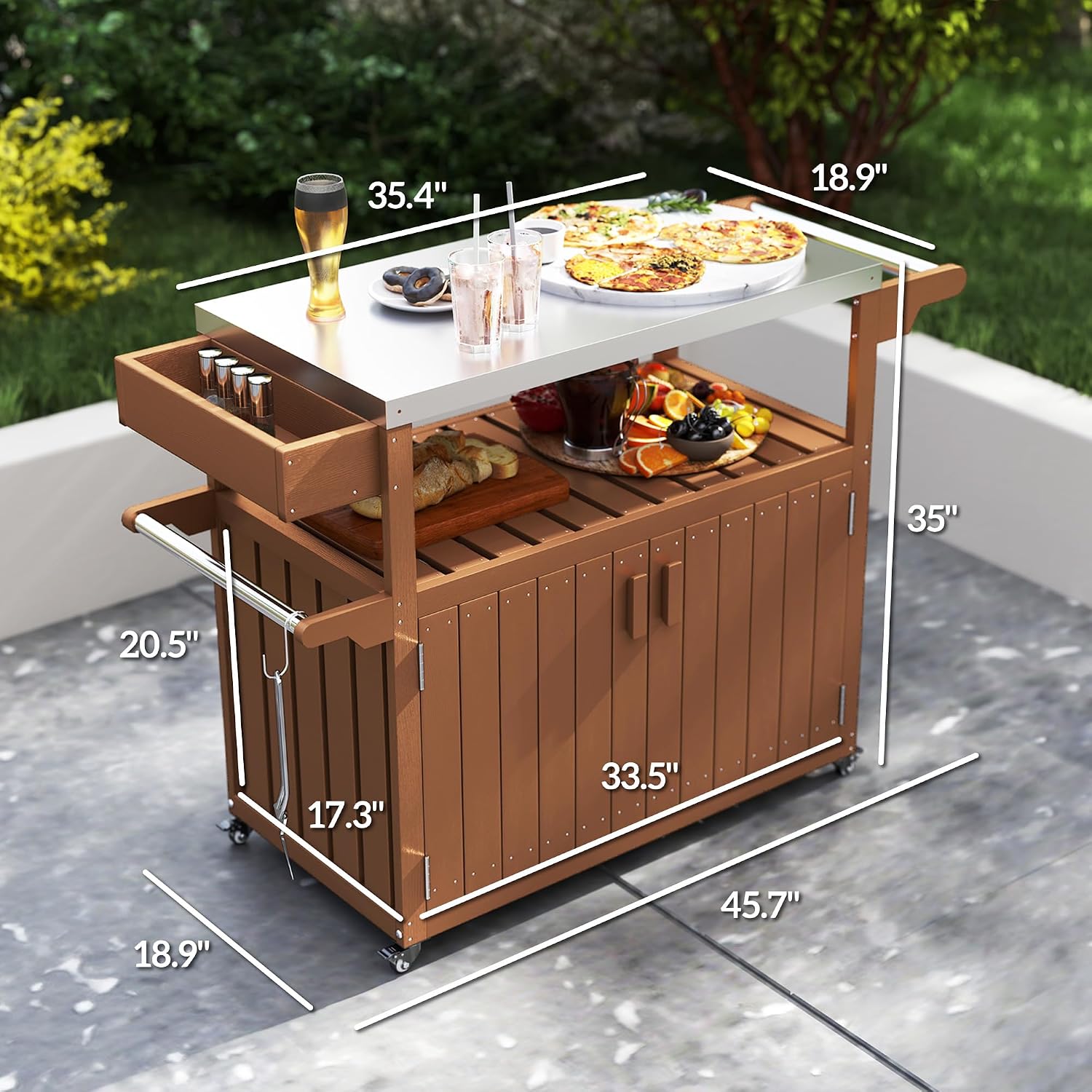 Outdoor Bar Cart With Storage  - đánh giá và giá Food Storage On Wheels