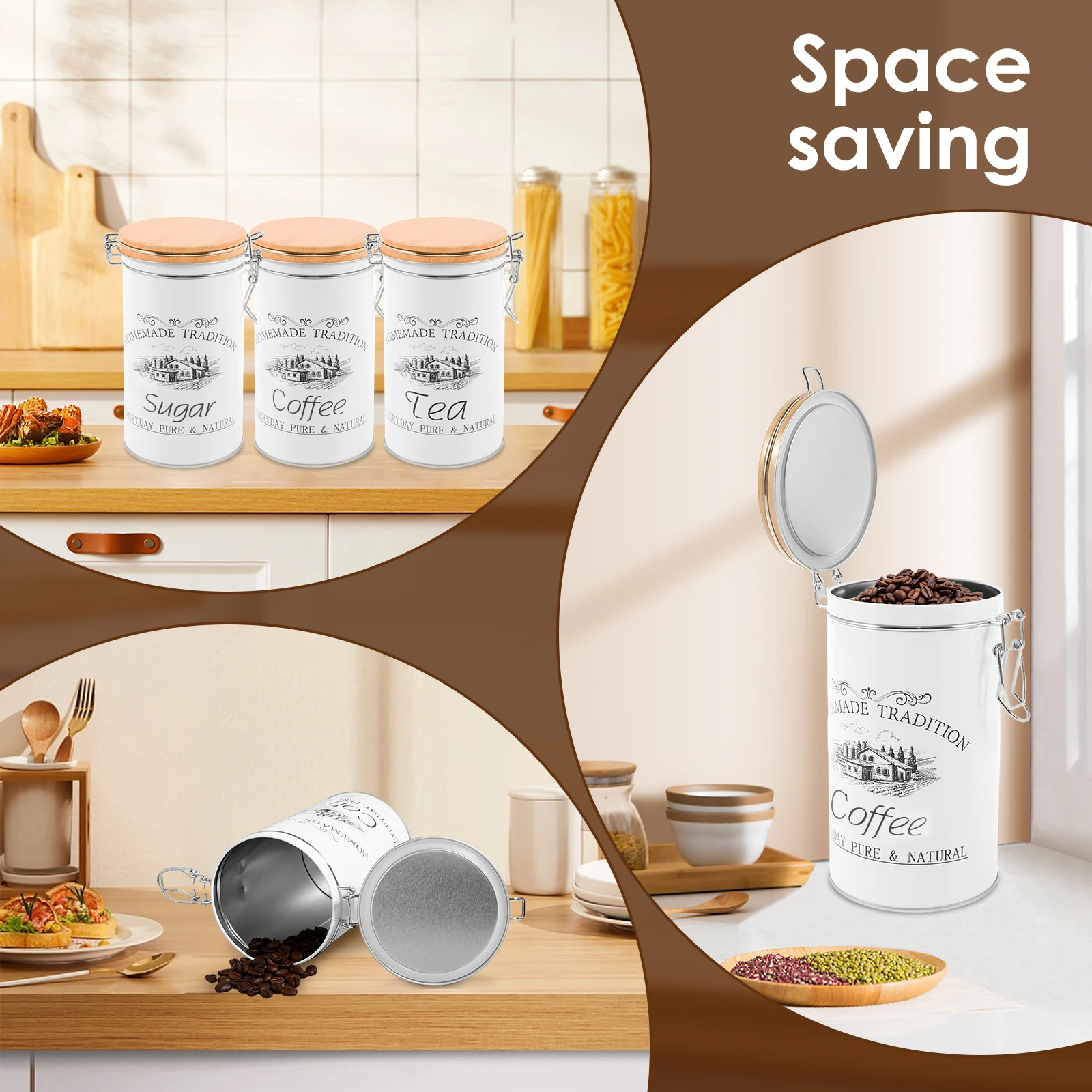 3Pcs/Set Tea Coffee Sugar Cani - đánh giá và giá Food Storage Jar Set