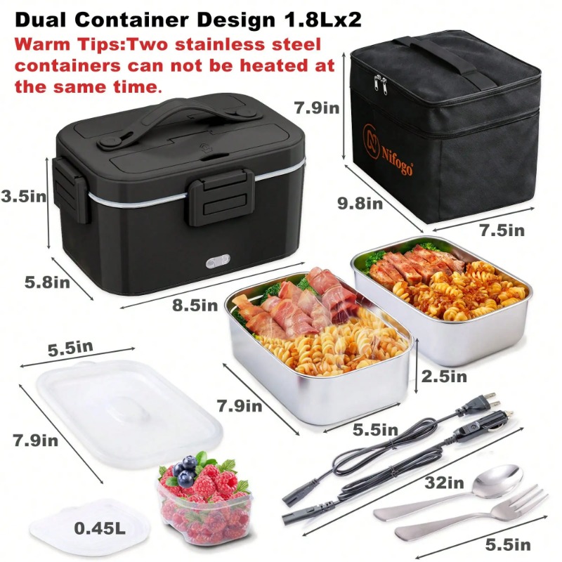 100W Electric Heated Lunch Box - đánh giá và giá Food Storage Bag Organizer