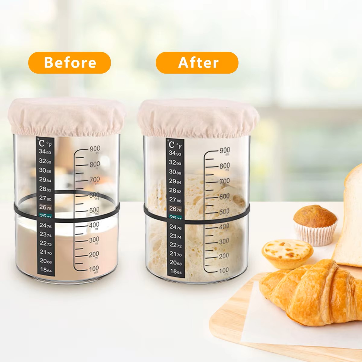 1500/900ml Sourdough Starter J - đánh giá và giá Food Storage Jar Set