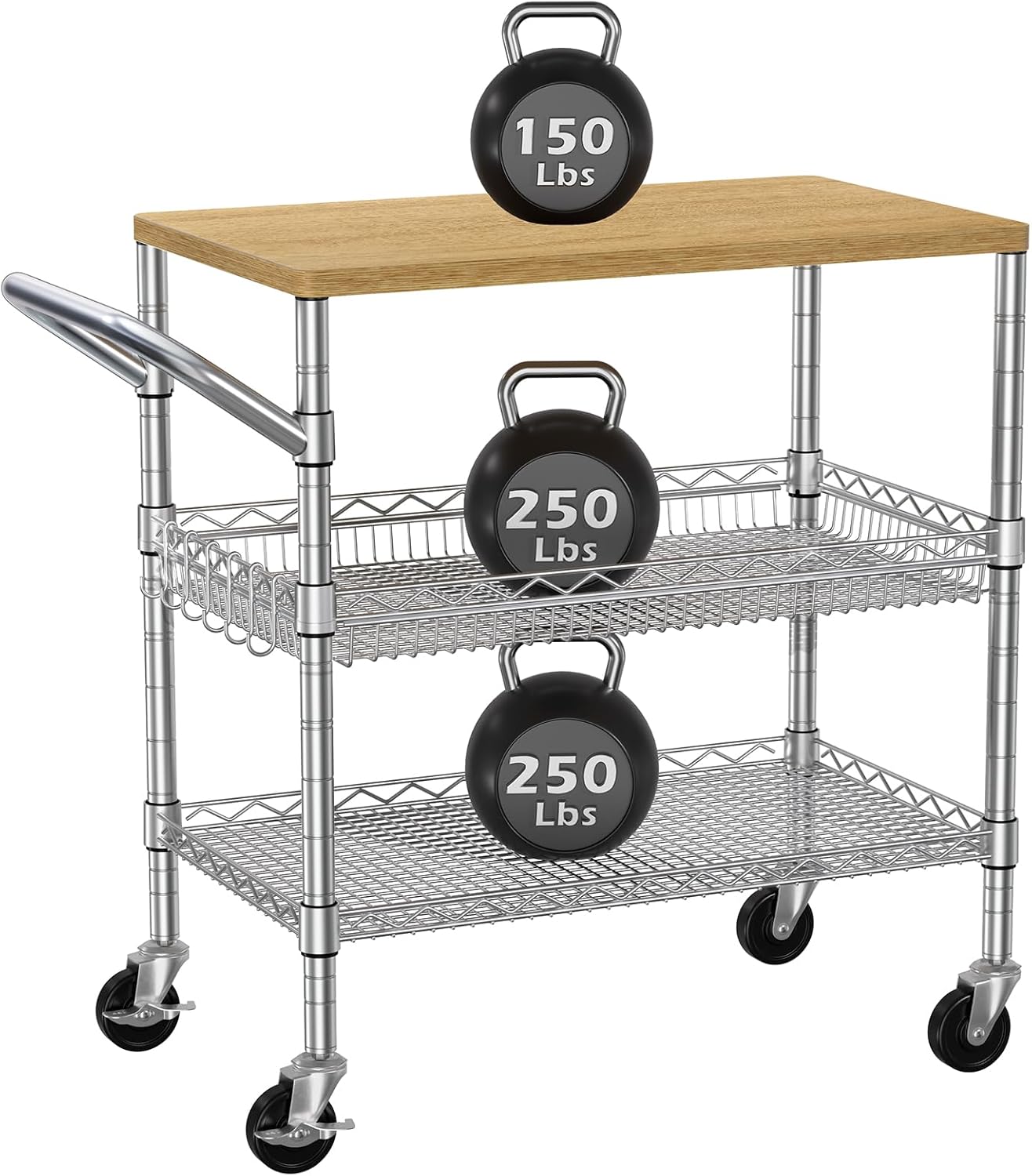 Three Tier Rolling Kitchen Car - đánh giá và giá Food Storage On Wheels