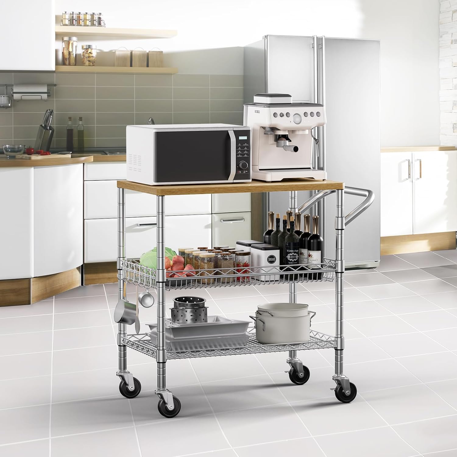 Three Tier Rolling Kitchen Car - đánh giá và giá Food Storage On Wheels