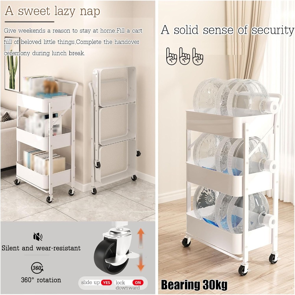 3-Tier Rolling Cart Metal Util - đánh giá và giá Food Storage On Wheels